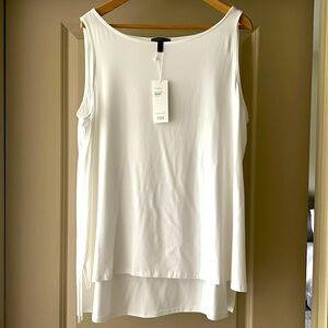 EILEEN FISHER white BATEAU NK LONG SHELL